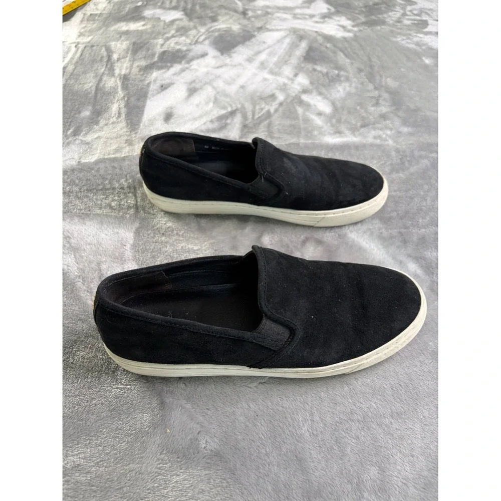 Tory Burch TRVL LITE Women's Size 8M Black Suede Slip On Sneakers Gold Logo Low
